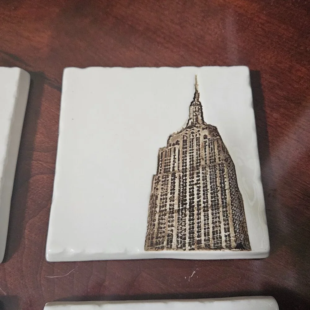 RARE 4 RESTORATION HARDWARE ARCHITECTURAL LANDMARKS BAR DRINK CERAMIC COASTERS